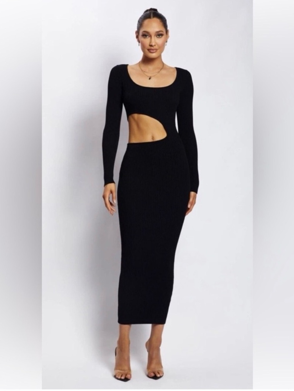 Meshki Black Long Sleeve Cutout Maxi Dress - Picture 3 of 5